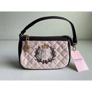 Juicy Couture Royal Couture MINI Wrislet Purse Pink Clay Logo Embroidered NEW